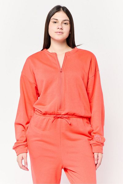 adidas Women Sportswear Fit Long Sleeves Outdoor Jumpsuit, Orange