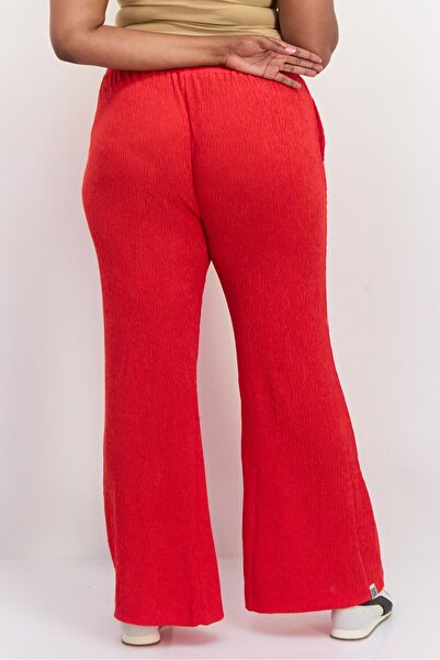 The Giving Movement Women Regular Fit Textured Wide Leg Pants, Red