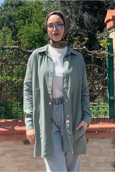 Moda Rosa 25Y7220 - Khaki - Hidden Pocket Shirt Jacket