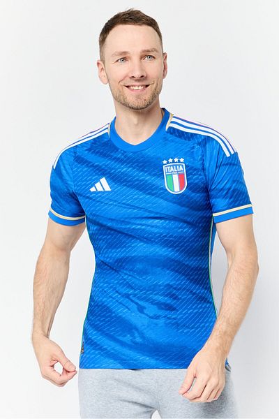 adidas Men Slim Fit Short Sleeve Football Jersey, Blue