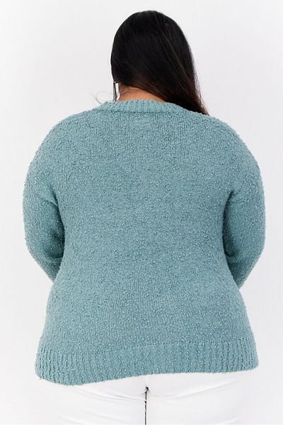 PİNK ROSE Women V-neck Textured Sweater, Sage Green