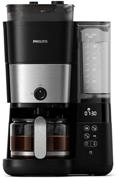 Philips Drip Coffee Maker with Built-In Grinder - HD7900/50, Black and Silver