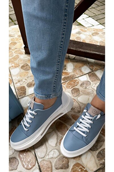 Mammamia 3525 Hakiki Deri Ortopedik Düz Tabanlı Bağcıklı Casual Günlük Ayakkabı