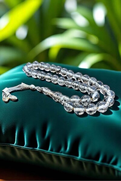 Atolyezone Erkek Çay Fosilli Toz Kehribar Tesbih Gümüş Kaplama