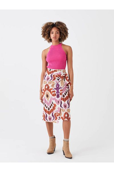 LC Waikiki LCW Vision Pink Γυναικείο γιακά Πλεκτό Μασίφ Crop