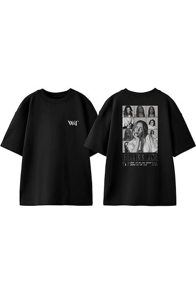 THEWERT Μπλουζάκι Billie Eilish 2 Design Back Printed Βαμβακερό μαύρο Oversize T-shirt