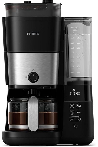 Philips Drip Coffee Maker with Built-In Grinder - HD7900/50, Black and Silver