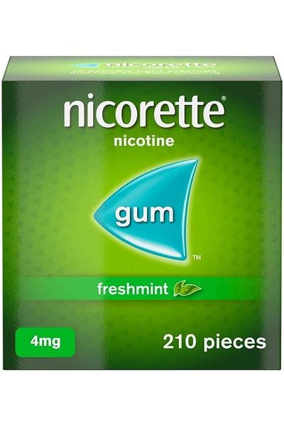 Johnson Nicorette Freshmint 4mg Gum (210 Pieces), Discreet and Fast-Acting Stop Gum with Pleasant Freshmint Flavour