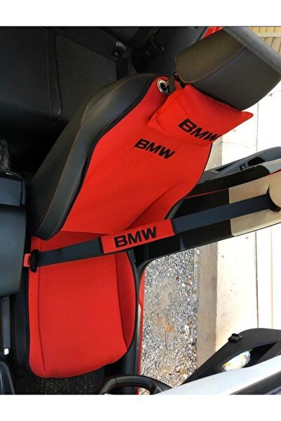 STİLİX GARAGE BMW Червена бродерия предна двойна възглавница за кола 2 възгла...