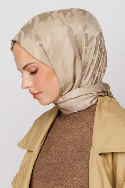 sevateks Houndstooth Pattern Silky Jacquard Shawl