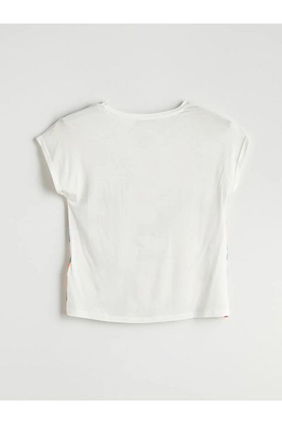 LC Waikiki Tricou de damă LCWAIKIKI Classic Bej cu decolteu cu flori