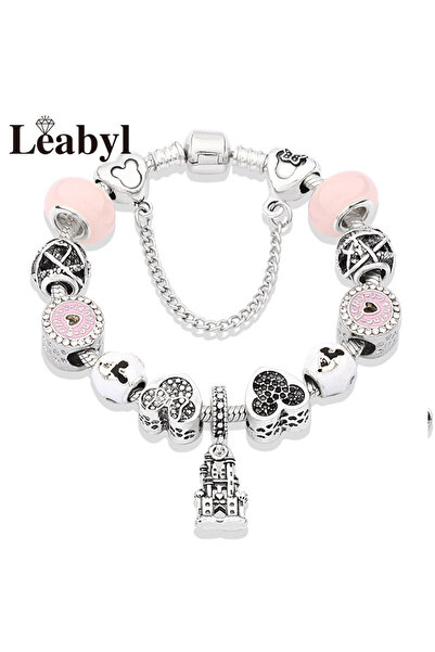 Choice 18 سم (7.1 بوصة) 931 ديزني تصميم جديد جميل الوردي كريستال الخرز أساور ...