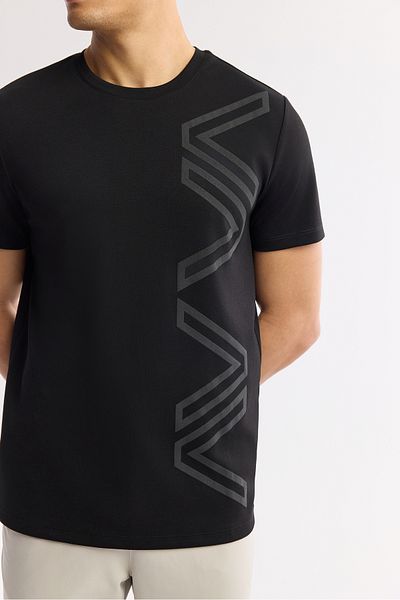 Avva Men's Black Printed Crew Neck Interlock T-Shirt A41Y1175