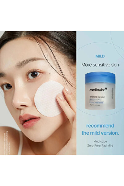 Medicube وسادة ميديكيوب زيرو بور ميلد 70 وسادة تونر مهدئة لطيفة للتقشير وتقليل المسام