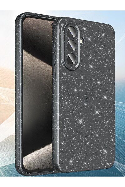 Hatreds Samsung Galaxy A36 Kılıf Kamera Korumalı Parlak Simli Lüks Kapak - Siyah