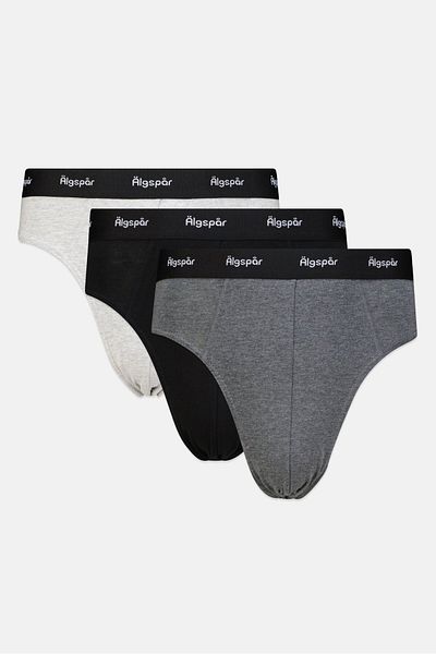 Algspar Men 3 Pieces Brand Logo Briefs, Black/grey