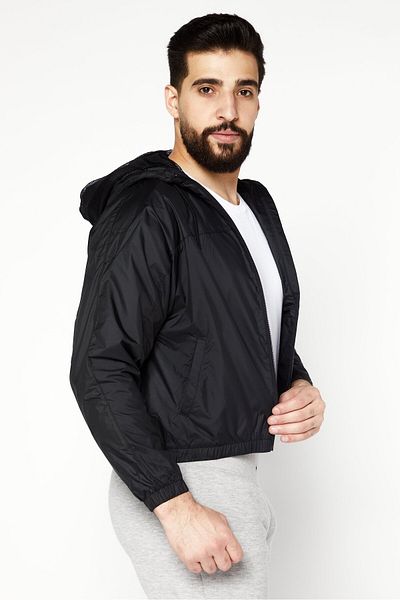 Reebok Men Sportswear Fit Long Sleeve Training Hooded Jacket, Black