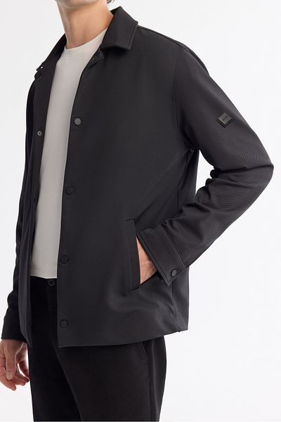 Avva Ανδρικό μαύρο κλασικό γιακά ελαφρύ Stretch Slim παλτό A42y6079