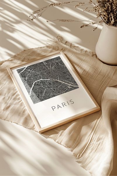 Home Cities Gaze Map, Living Room Decor, Hall Decor, Black and White Frameless Poster