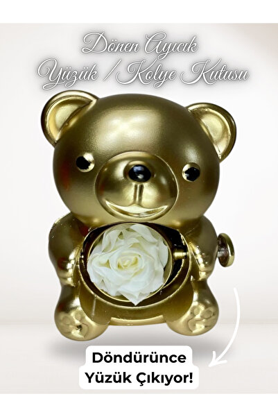 Elifsu Jewelry Dönen Ayıcık Yüzük Kolye Kutusu Altın Renkli (Boş Kutudur)