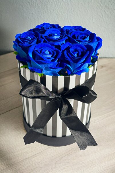 CAPSULE Sevgiliye Özel Hediye Gül Kutu Mavi Hediyelik Çiçek Doğum Günü Sepeti Kız Arkadaşa Eşe Sevgili