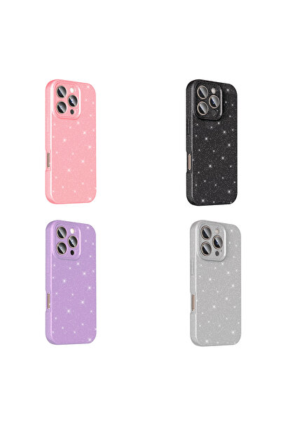 Hatreds Samsung Galaxy A36 Kılıf Kamera Korumalı Parlak Simli Lüks Kapak - Pembe