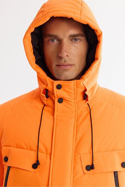 Avva Men's Neon Orange -20 Degree Resistant Ski Coat with Hood and Windproof A4