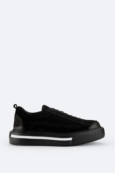 Avva Men's Black 100% Leather Laced Flexible Sole Casual Shoes A42Y8001