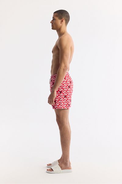 Avva Men's Red Quick Dry Printed Standard Size Custom Swimsuit with Carry Bag Swim Shorts A51Y3827