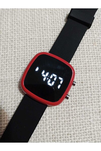 Brality (SİYAH) Silikon Kordonlu- KIRMIZI KASA -Dijital Led Ekran Kadın Genç ...