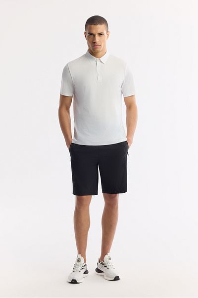Avva Men's Black Elastic Waist Side Zipper Pocket Flexi Print Detailed Technical Fabric Knitted Shorts A51Y3629