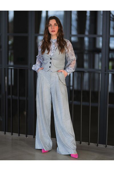 Koton Wide Cut Trousers with Chain Detail