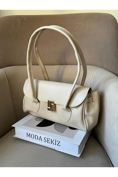 Moda Sekiz Geantă de umăr cu șnur pentru femei cu accesorii aurii