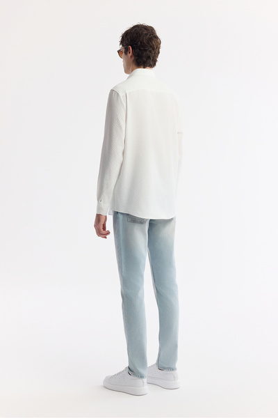 Avva Erkek Beyaz Klasik Yaka Kolay Ütülenir Gofreli Regular Fit Gömlek A51Y2083