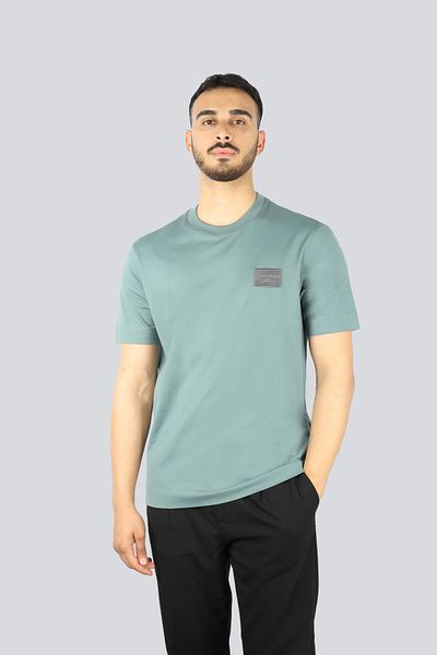 Emporio Armani Men's Round Neck Regular Fit Cotton Short Sleeve Green T-Shirt Em 001018   Af12926-U9083