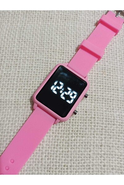 Brality Pembe Silikon Kordon Pembe Kasa Dijital Led Ekran Çocuk Kol Saati (AK...