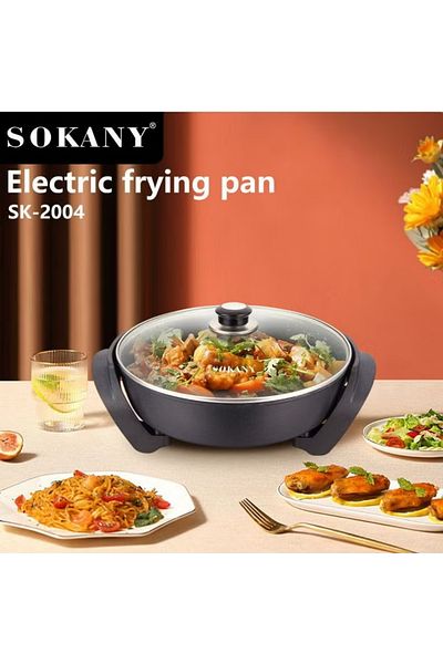 SOKANY Multifunction Electric Frying Pan, Electric Skillet, 1500W, Non-stick, SK-2004, Black