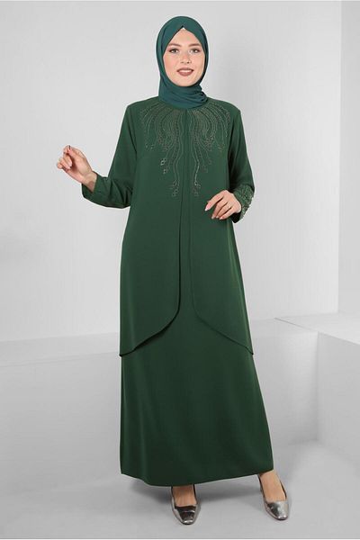 Alvina BEAD PRINTED BICYCLE COLLAR CREPE DRESS 20382