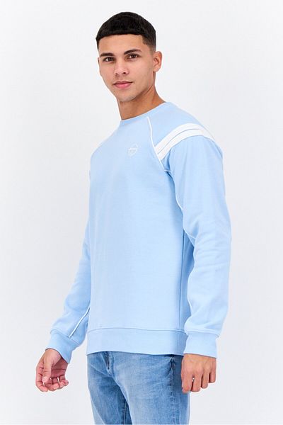 Sergio Tacchini Men Crew Neck Long Sleeves Brand Logo Sweatshirt, Blue