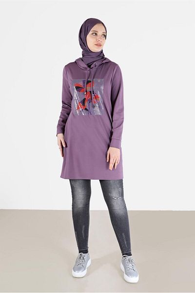 Alvina PUL EMBROIDERY DETAILED HOODED TUNIC 42370