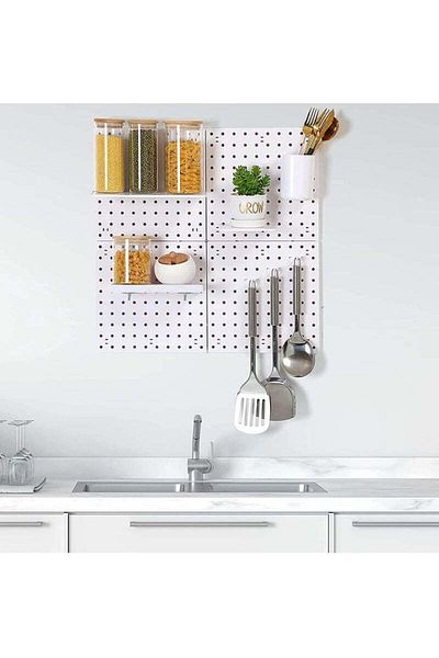 COOYA 13 Piece Hanging Board Storage Set, Wall Display for Kitchen, Craft Room Workplace (White)