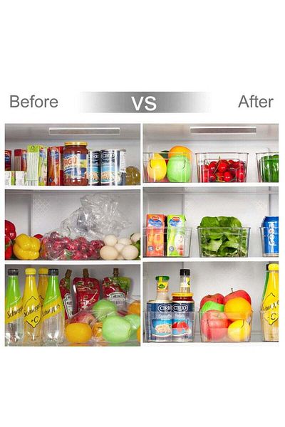 COOYA 8-Pieces Refrigerator Organizer, With Side Handles, 31.5x15.5x9cm, Storage Container for Kitchen