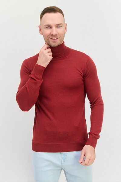 Sorbino Men Turtle Neck Textured Long Sleeves Sweater, Maroon