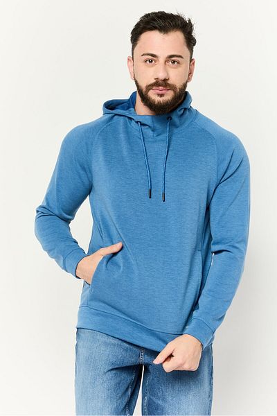 motion Men Brand Logo Long Sleeves Hooded Sweatshirts, Blue