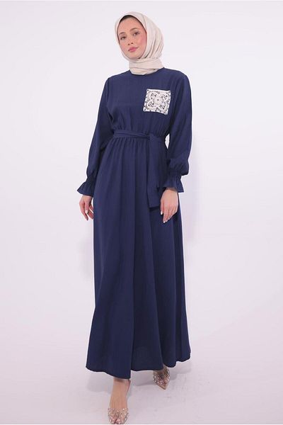 TRENDTESETTÜR Γυναικείο φόρεμα Navy Blue Belted T 7574