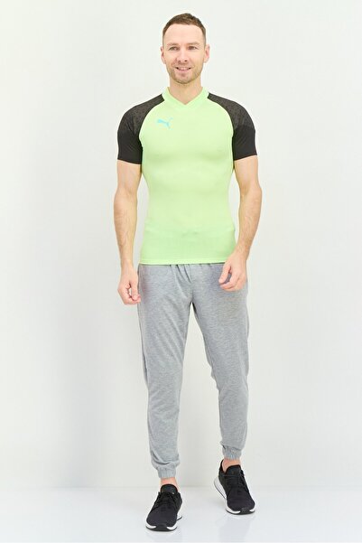 Puma Men Slim Fit Short Sleeve Training T-shirts, Light Green/Black
