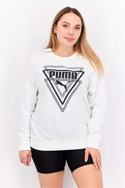 Puma Women Regualar Fit Long Sleeves Outdoors Sweatshirt, White