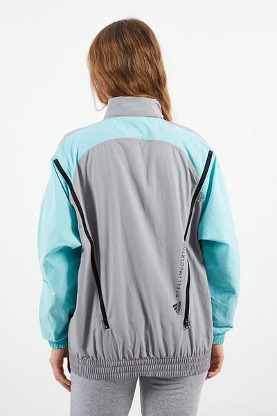 adidas Women Sportswear Fit Animal Print Track Jacket, Light Grey/turquoise