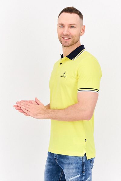 Nautica Men Regular Fit Embroidered Logo Short Sleeves Polo, Yellow