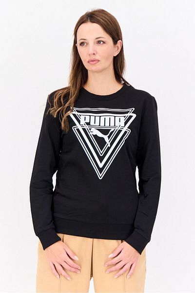 Puma Women Sportswear Fit Long Sleeves Outdoor Sweatshirt, Black/white